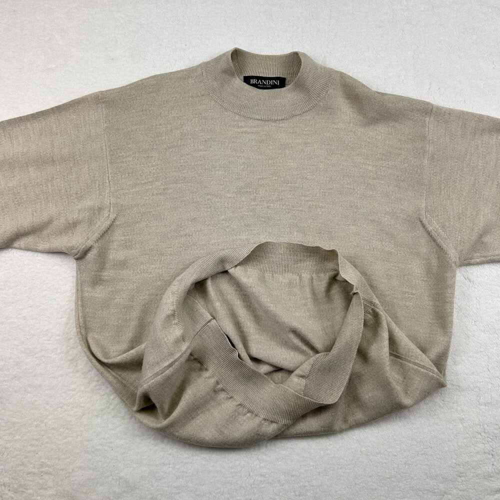 Brandini Sweater Mens Large Tall Woolmark 100% Merino Wool Crewneck Italy